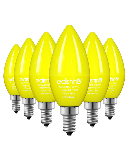 EDISHINE 6 Pack Dimmable Yellow Light Bulb-HDCC35E