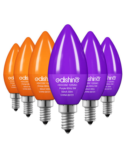 6 Pack Purple & Orange Dimmable Light Bulb-HDCC35C