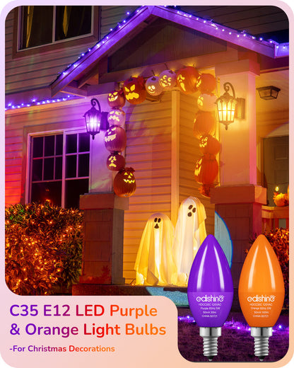 6 Pack Purple & Orange Dimmable Light Bulb-HDCC35C