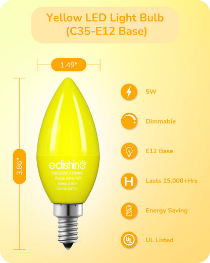 6 Pack Dimmable Yellow Light Bulb-HDCC35E