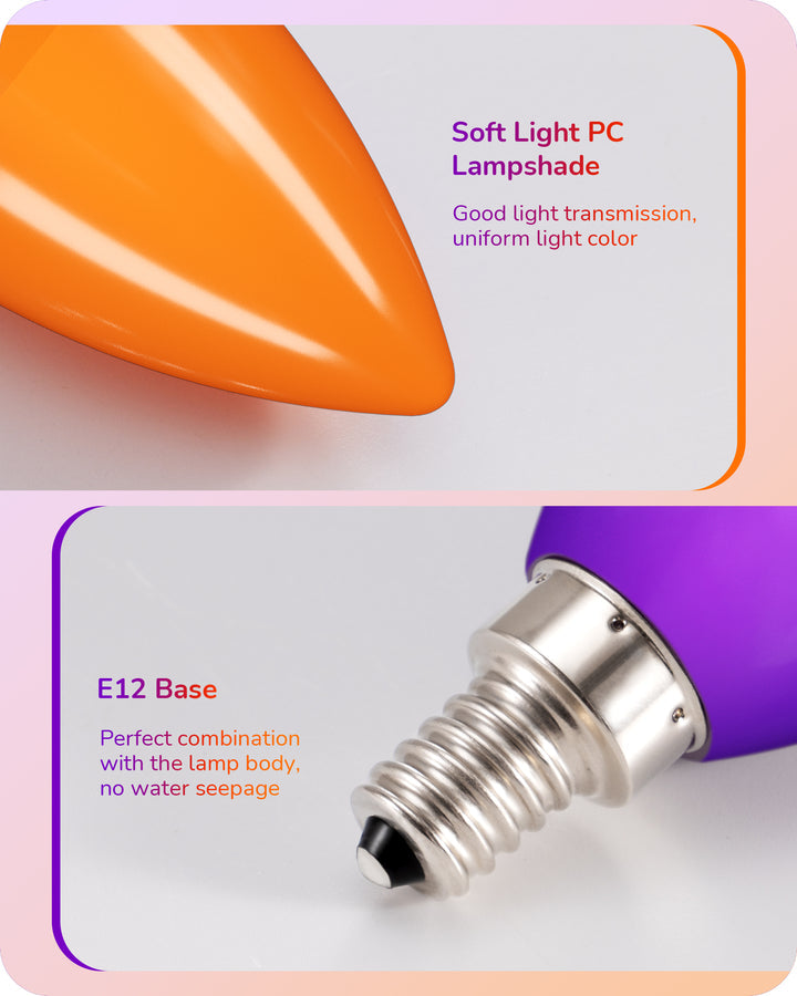 6 Pack Purple & Orange Dimmable Light Bulb-HDCC35C