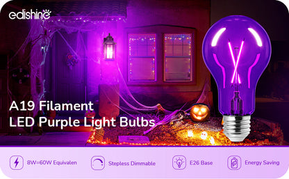 EDISHINE 4 Pack Dimmable Purple Light Bulb-HDCF19A