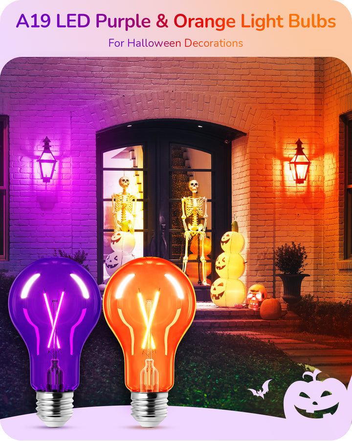 4 Pack Dimmable Purple & Orange Light Bulb-HDCF19C