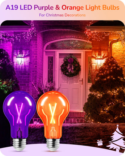 4 Pack Dimmable Purple & Orange Light Bulb-HDCF19C