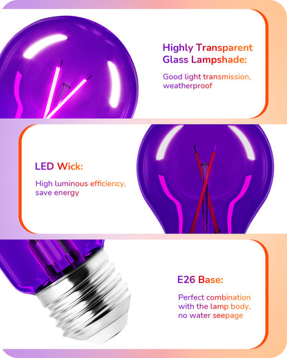 4 Pack Dimmable Purple & Orange Light Bulb-HDCF19C