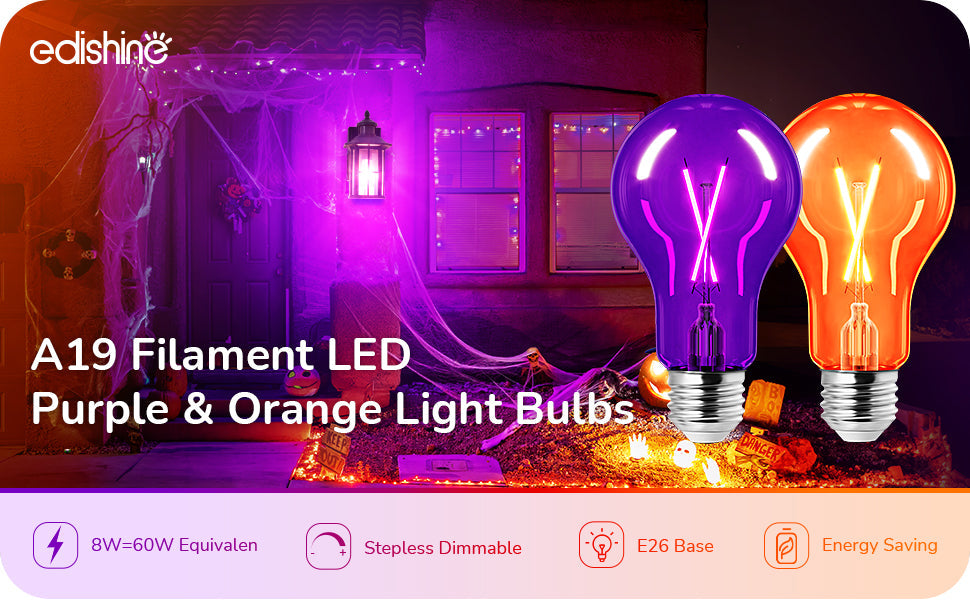 4 Pack Dimmable Purple & Orange Light Bulb-HDCF19C