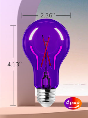 4 Pack Dimmable Purple & Orange Light Bulb-HDCF19C