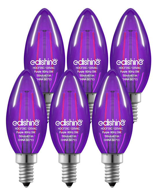 EDISHINE 6 Pack Dimmable Purple Light Bulb-HDCF35A