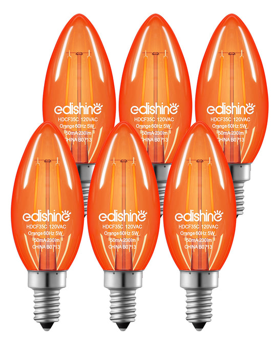 EDISHINE 6 Pack Dimmable Orange Light Bulb-HDCF35B