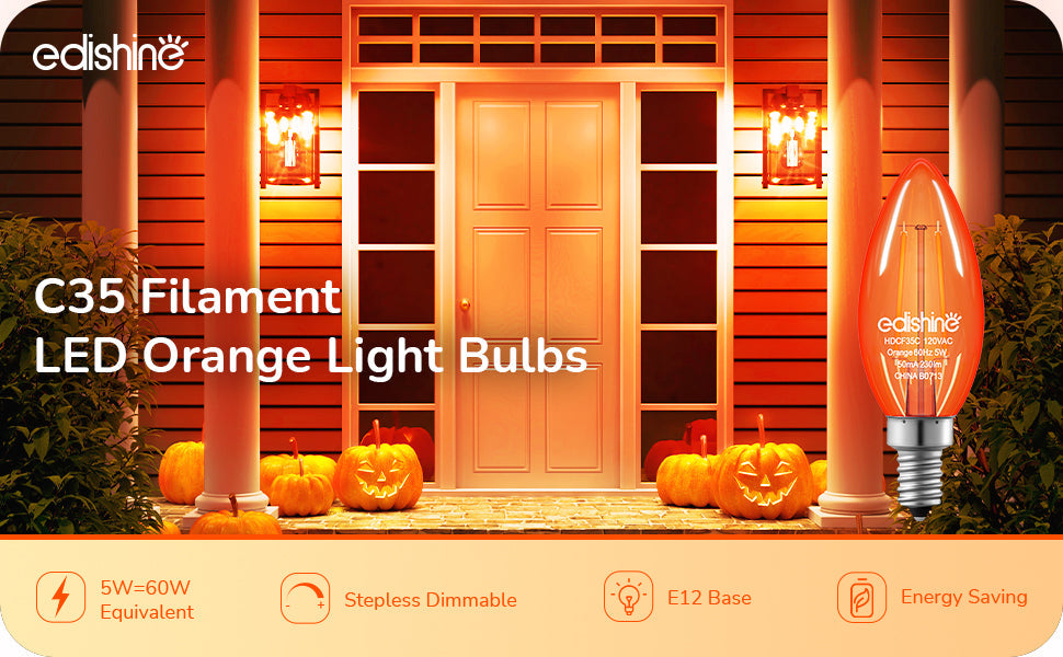 6 Pack Dimmable Orange Light Bulb-HDCF35B