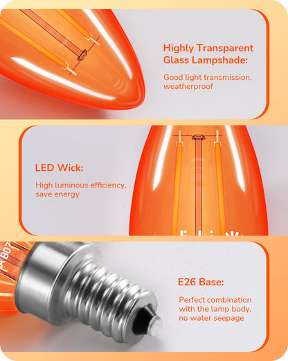 6 Pack Dimmable Orange Light Bulb-HDCF35B