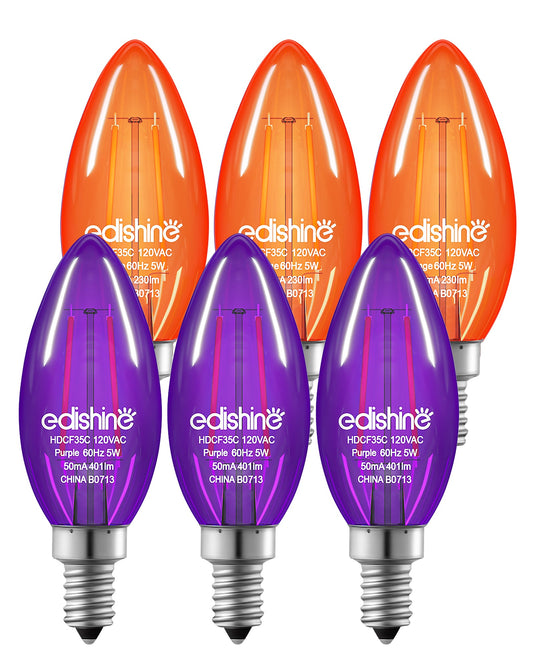 6 Pack Dimmable Purple & Orange Light Bulb-HDCF35C