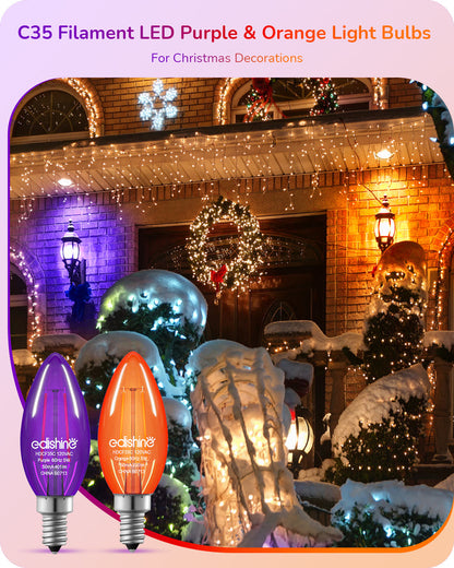 6 Pack Dimmable Purple & Orange Light Bulb-HDCF35C