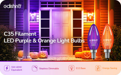 6 Pack Dimmable Purple & Orange Light Bulb-HDCF35C