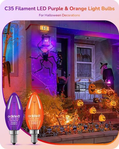 6 Pack Dimmable Purple & Orange Light Bulb-HDCF35C