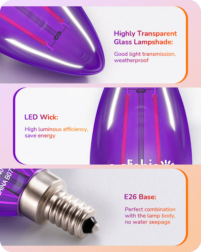 6 Pack Dimmable Purple & Orange Light Bulb-HDCF35C