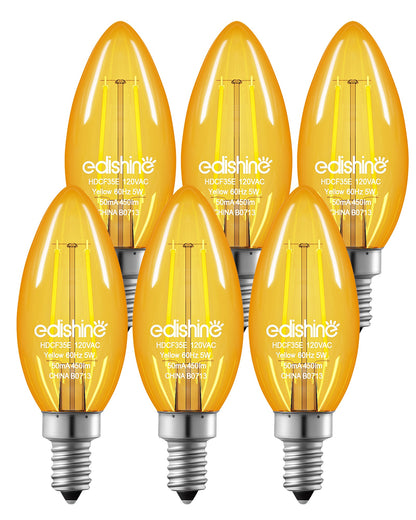 6 Pack Dimmable Yellow Light Bulb-HDCF35E