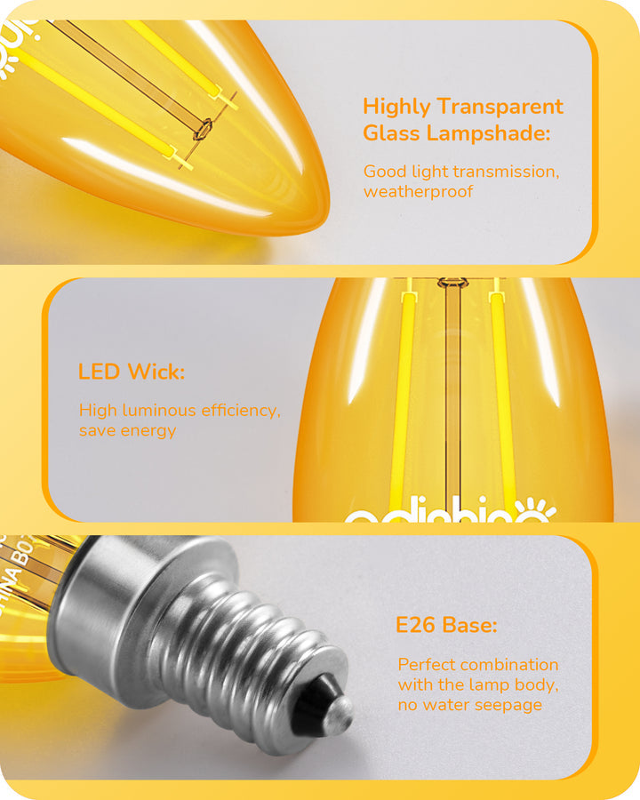 6 Pack Dimmable Yellow Light Bulb-HDCF35E