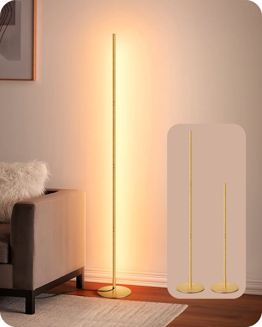 EDISHINE Modern Slim Dimmable LED Corner Floor Lamp, Gold-HFLCB1A