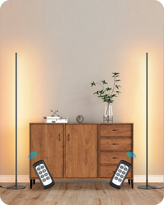 EDISHINE LED Corner Modern Floor Lamp with Remote Set of 2-HFLCB2B