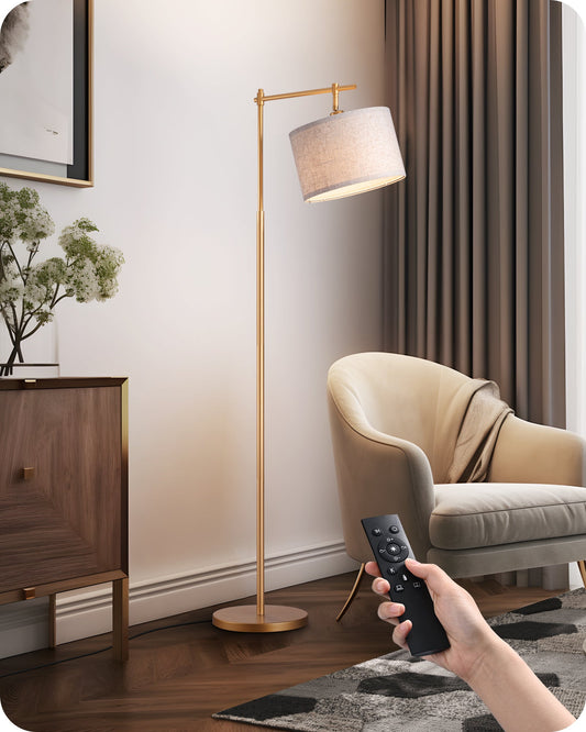 EDISHINE Dimmable Gold Floor Lamp with Remote Control-HFLG54A