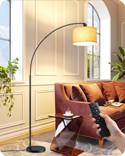 EDISHINE 75.6″ Black Dimmable Modern Arc Floor Lamp with Remote-HFLK54X