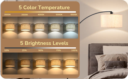 EDISHINE Arc Dimmable Floor Lamp, 5 Color Temperature-HFLK04X