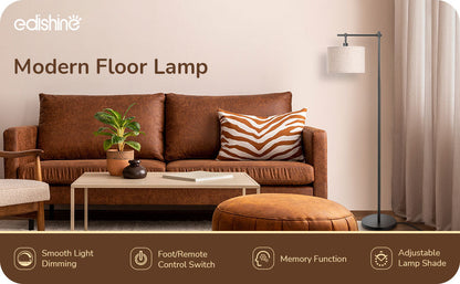 EDISHINE Dimmable Black Floor Lamp with Remote Control, 5 Color Temperature-HFLK54A