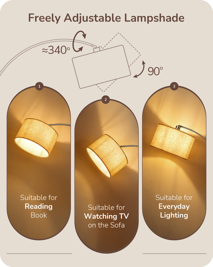 EDISHINE Arc Dimmable Bronze Floor Lamp with Remote Control, 5 Color Temperature-HFLR54X