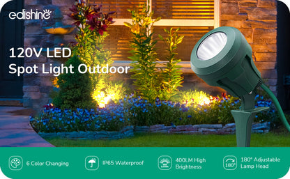 120V 4.8W 5000K Outdoor Spotlight with 180° Adjustable Head-HGSL01B