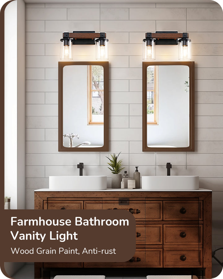 EDISHINE 2-Light Farmhouse Vanity Lights for Bathroom-HHVL02F