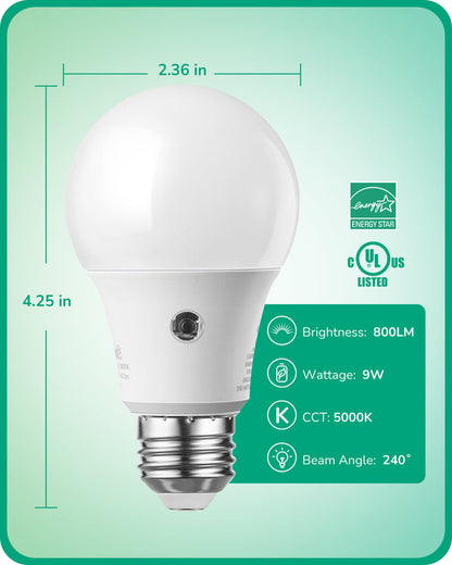 Dusk to Dawn 9W (60W Equivalent) A19 Non-Dimmable Light Bulb (4 Pack)-HLBA19K