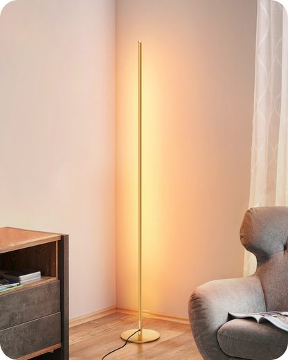 EDISHINE 57.5" Dimmable  Gold LED Corner Floor Lamp, 7 Color Temperature-HLFL02Q