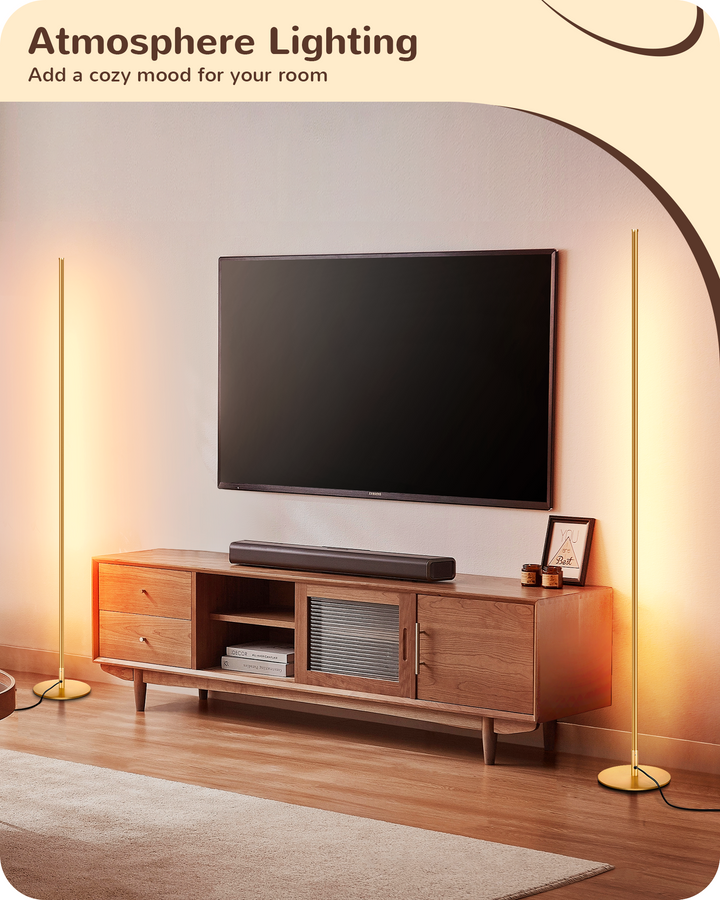EDISHINE 57.5" Dimmable  Gold LED Corner Floor Lamp, 7 Color Temperature-HLFL02Q