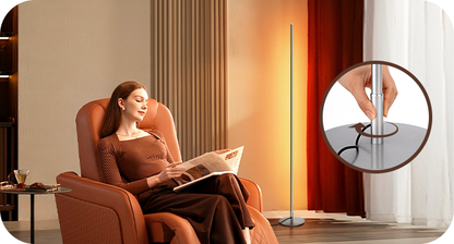 EDISHINE 57.5" Dimmable Silver LED Corner Floor Lamp, 7 Color Temperature-HLFL02S