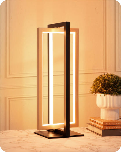 Dual-Frame Rectangle Stepless Dimmable LED Table Lamp, 3000K 4500K 6000K 750LM-HLTL02U