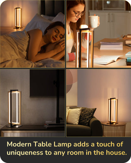 Dual-Frame Rectangle Stepless Dimmable LED Table Lamp, 3000K 4500K 6000K 750LM-HLTL02U