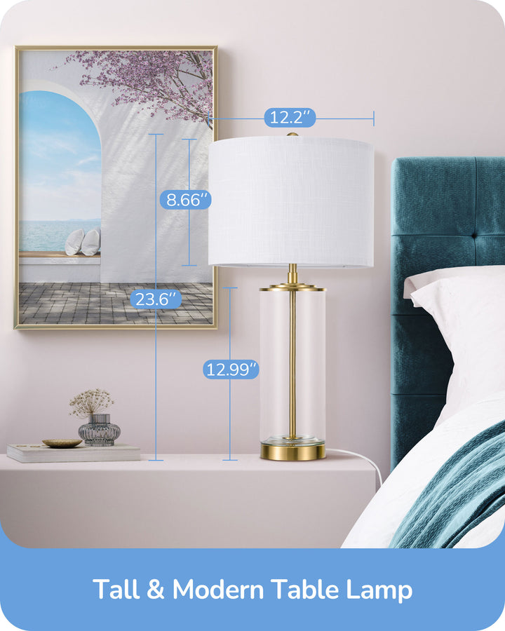 23.6IN Glass Table Lamp DIY Fillable Base-HLTL07A
