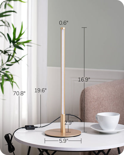 2PCS Gold LED Table Lamp, Minimalist Bedside Lamp with 3 Dimmable Color Temperature, Touch Nightstand Lamp for Bedroom, Living Room, Reading