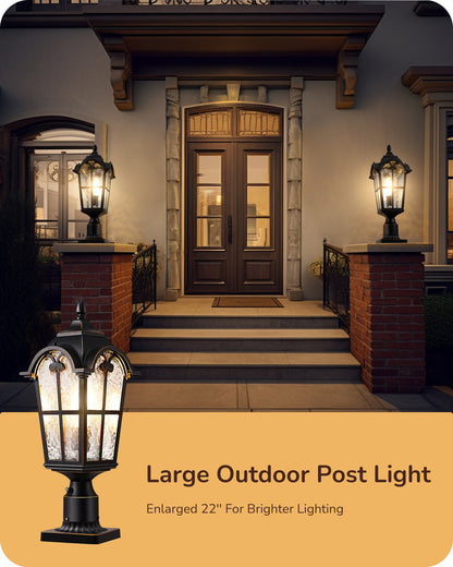 21.9'' H Large Size Dusk to Dawn Outdoor Post Light-HOPL02A