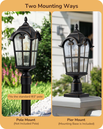 21.9'' H Large Size Dusk to Dawn Outdoor Post Light-HOPL02A