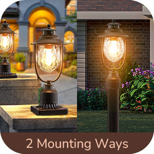 Dusk to Dawn Outdoor Post Light, Pole Light Fixture with Pier Mount Base-HOPL03A