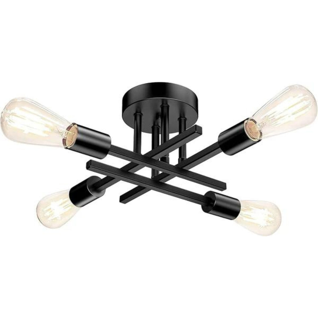 Modern Sputnik  Ceiling Light Fixture, Matte Black