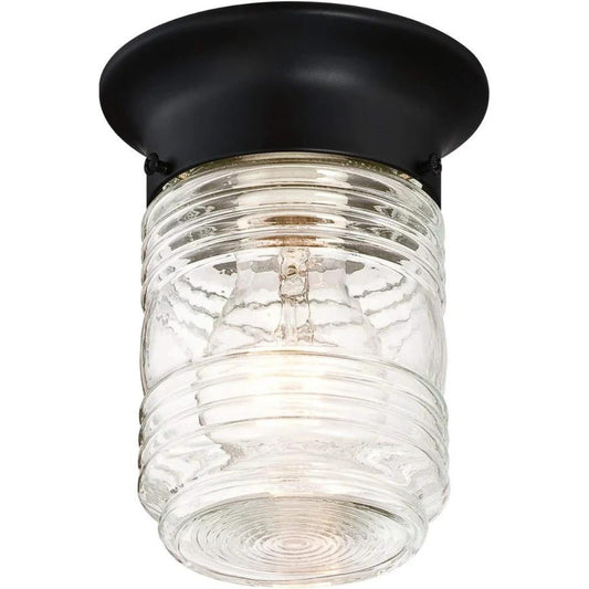 Design House 587220 Jelly Jar 1-Light Indoor/Outdoor Flush Mount Ceiling Light, Black