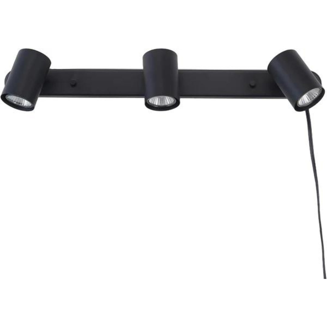 3-Light Plug-in Track Lighting, Matte Black