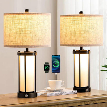 22.44" 3 Way Dimmable Touch Control Table Lamps with Night Light (2 Pack)-HLTL09A