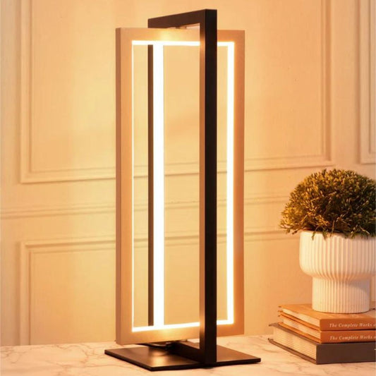 Dual-Frame Rectangle Stepless Dimmable LED Table Lamp, 3000K 4500K 6000K 750LM-HLTL02U