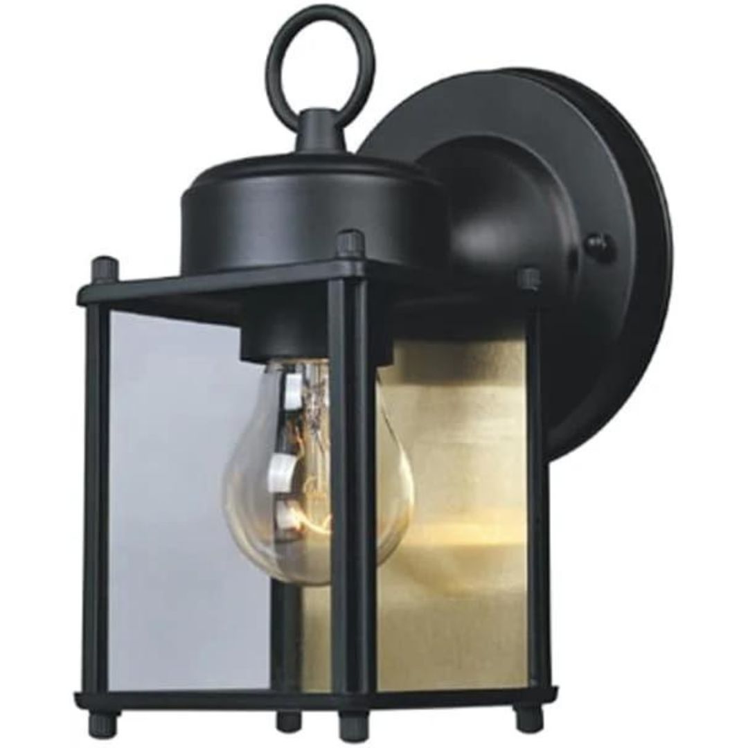 Designers Fountain Outdoor Wall Mount Lantern Sconce, Black