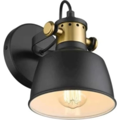 1-Light Vanity Light Fixture, Industrial Wall Sconce with Black Metal Shade Bathroom Wall Light Fixture W3700-1 BK