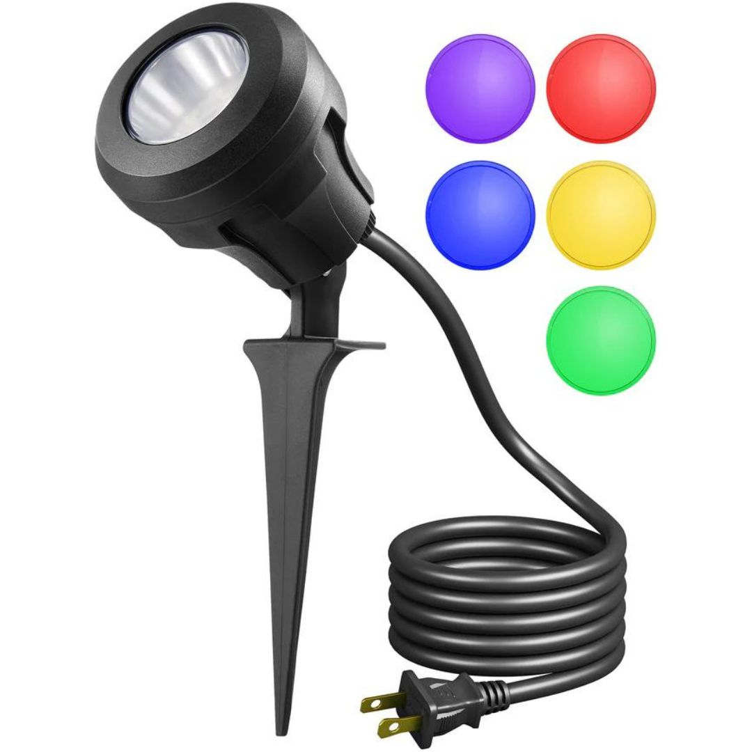 4.8W 5000K 120V LED Outdoor Spotlight with 5 Extra Lenses (RGB Purple Blue)-HGSL01D